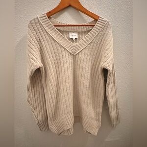 Cozy Cream V-Neck Sweater oversized